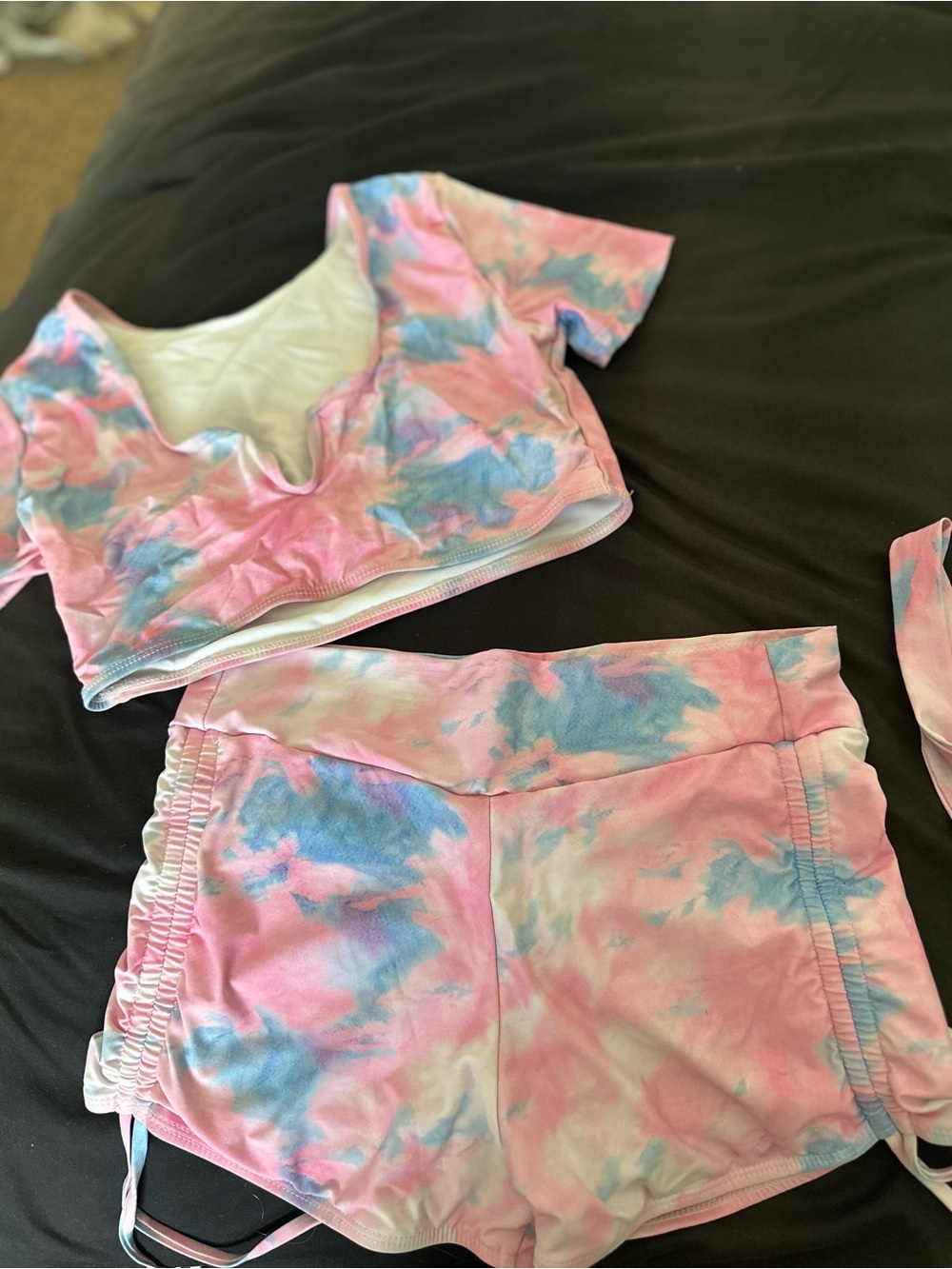 SHEIN Pink & Blue Tie-Dye Swim Bikini Set
